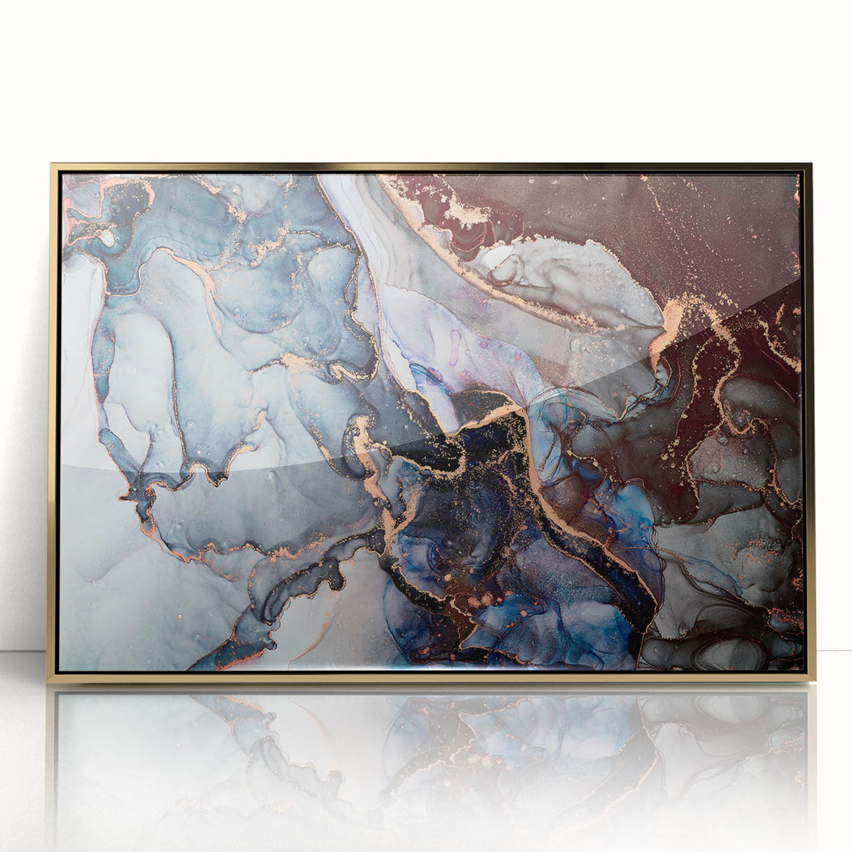 Exclusive Abstract Wall Decor – Navy Blue & Copper Canvas