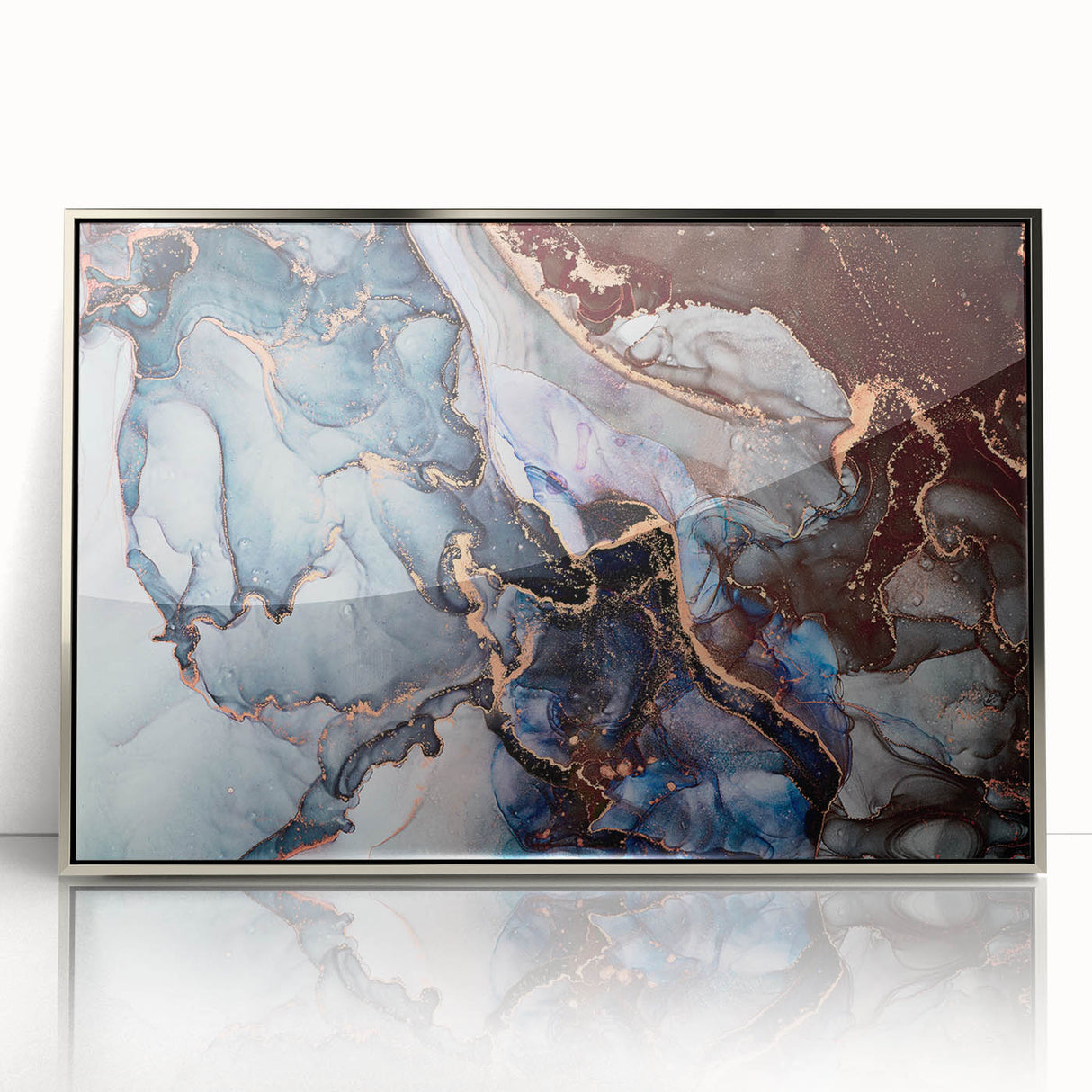 Exclusive Abstract Wall Decor – Navy Blue & Copper Canvas
