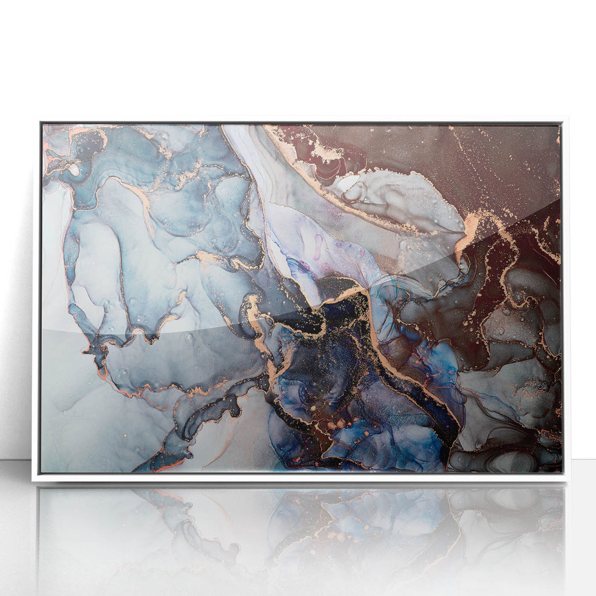 Exclusive Abstract Wall Decor – Navy Blue & Copper Canvas