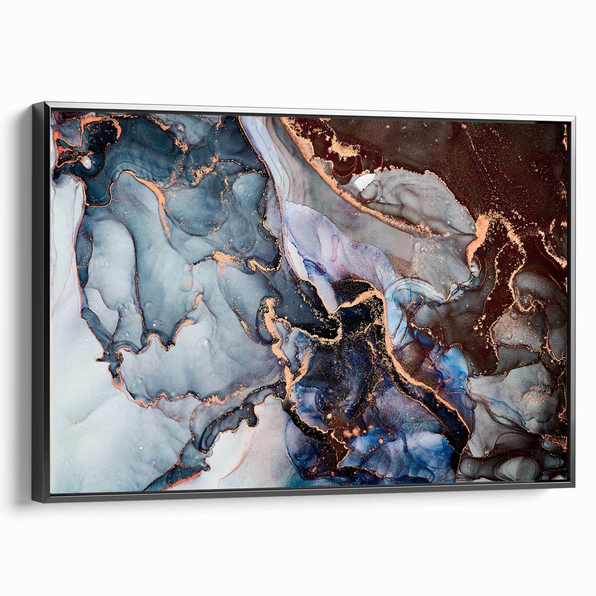 Exclusive Abstract Wall Decor – Navy Blue & Copper Canvas