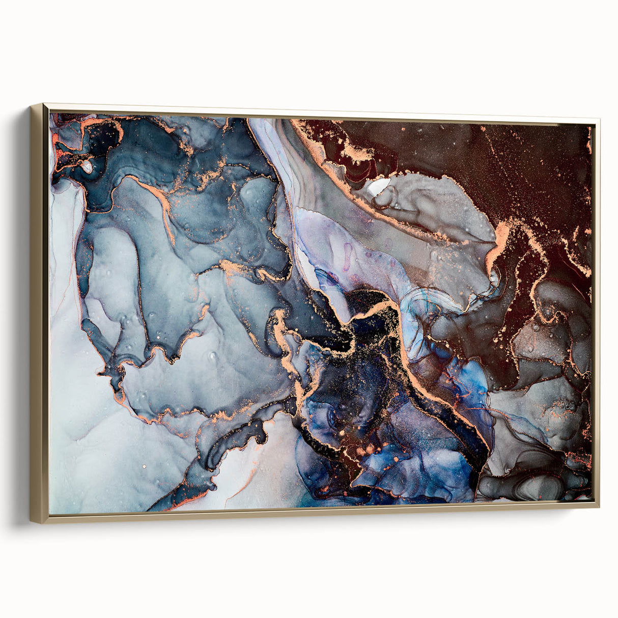 Exclusive Abstract Wall Decor – Navy Blue & Copper Canvas