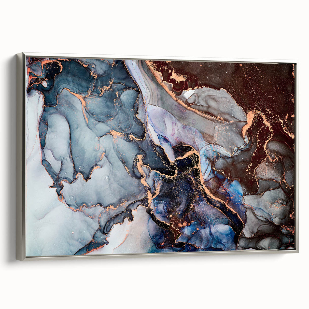 Exclusive Abstract Wall Decor – Navy Blue & Copper Canvas