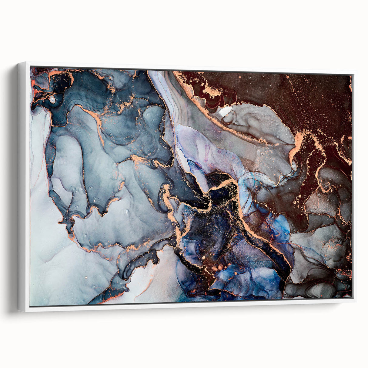 Exclusive Abstract Wall Decor – Navy Blue & Copper Canvas