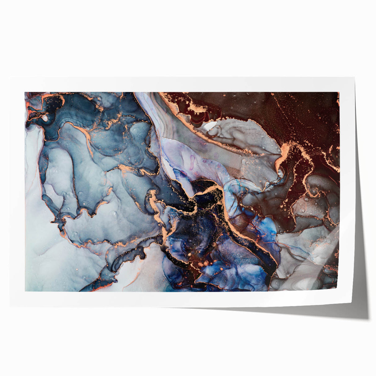 Exclusive Abstract Wall Decor – Navy Blue & Copper Canvas