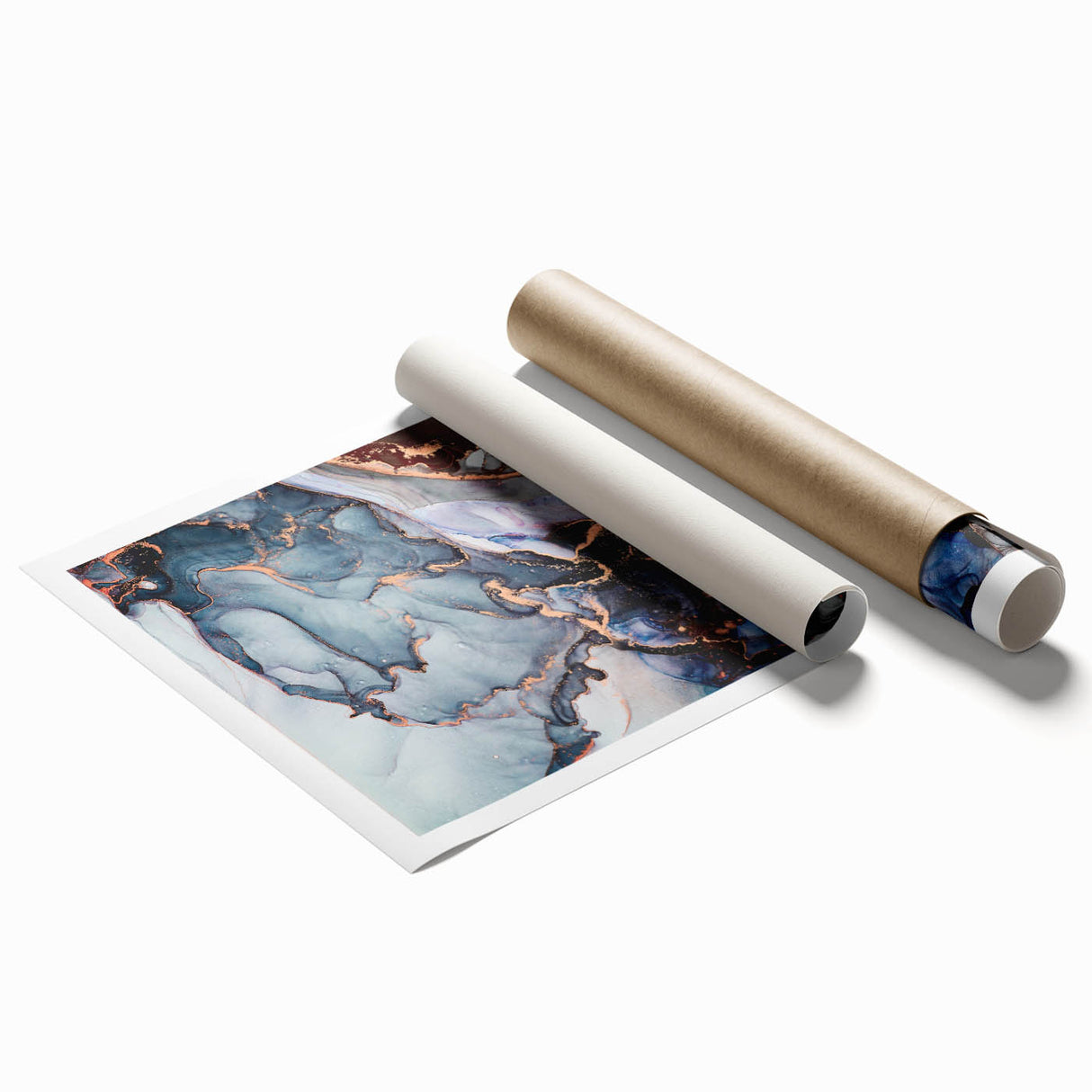 Exclusive Abstract Wall Decor – Navy Blue & Copper Canvas
