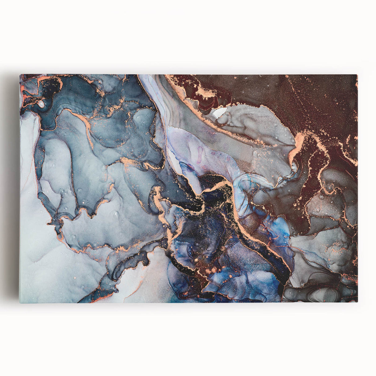 Exclusive Abstract Wall Decor – Navy Blue & Copper Canvas