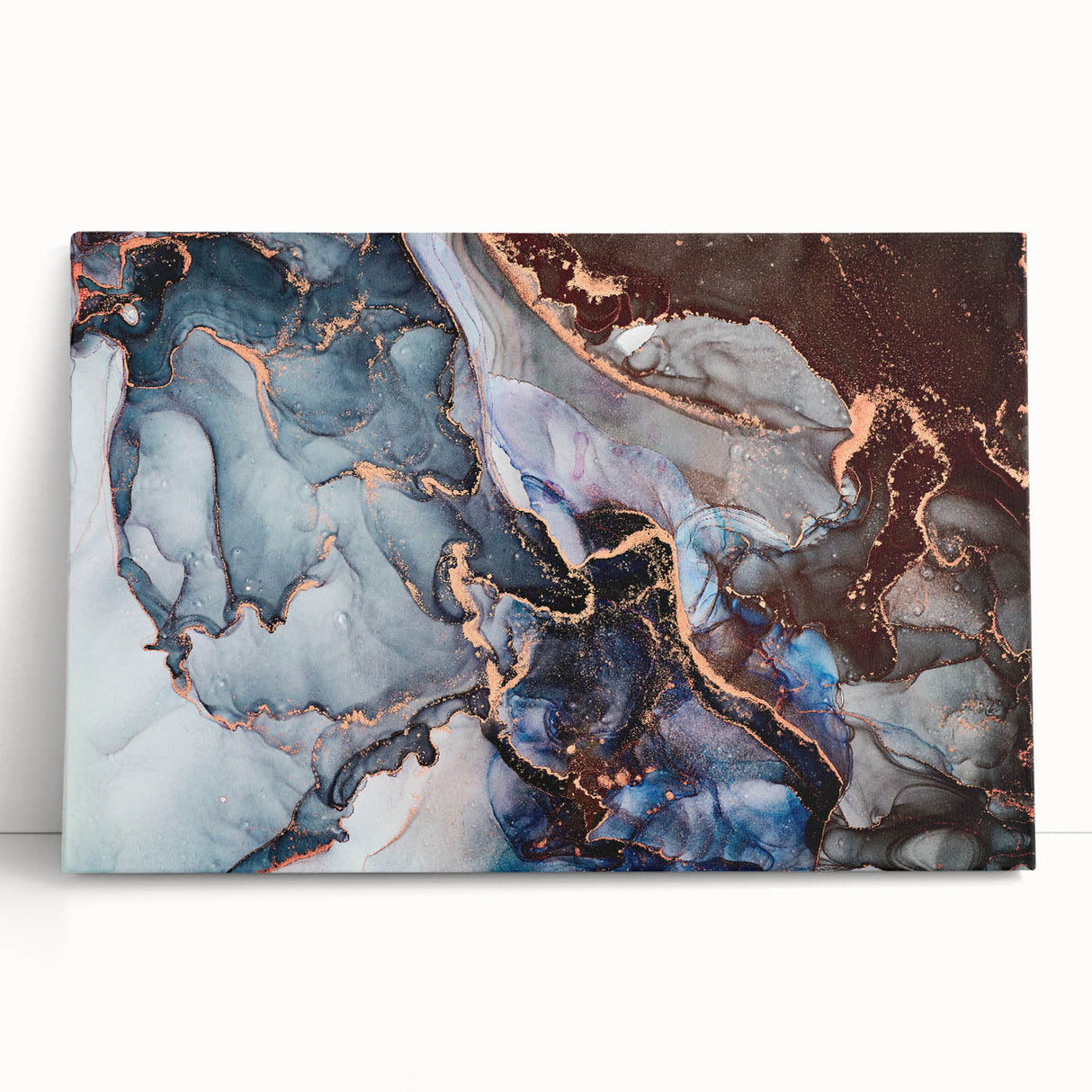 Exclusive Abstract Wall Decor – Navy Blue & Copper Canvas