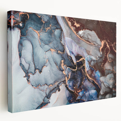 Exclusive Abstract Wall Decor – Navy Blue & Copper Canvas