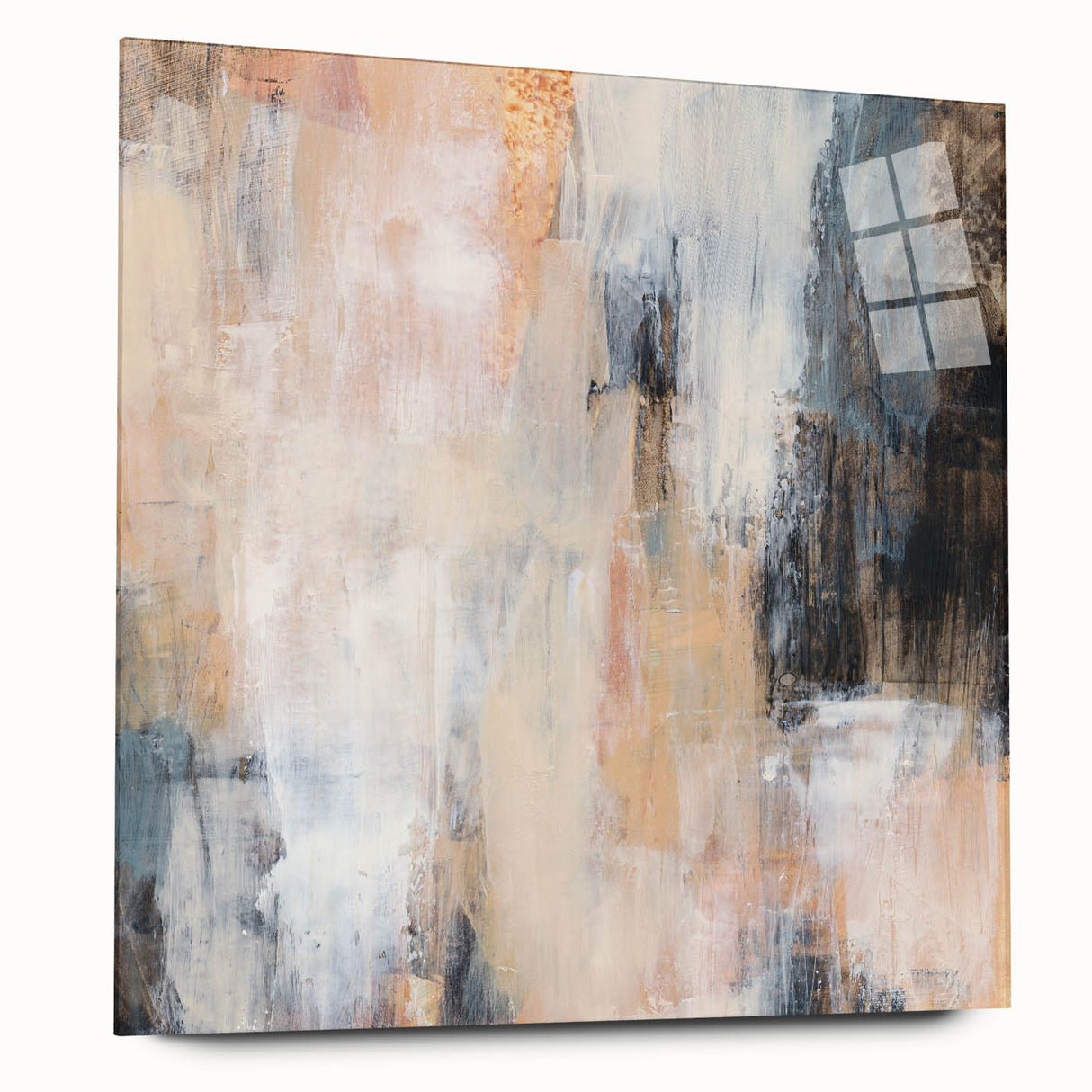Earthen Harmony Abstracts - Soft Abstract Art in Peach, Blue, and White