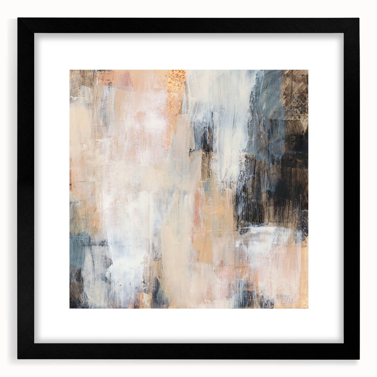 Earthen Harmony Abstracts - Soft Abstract Art in Peach, Blue, and White