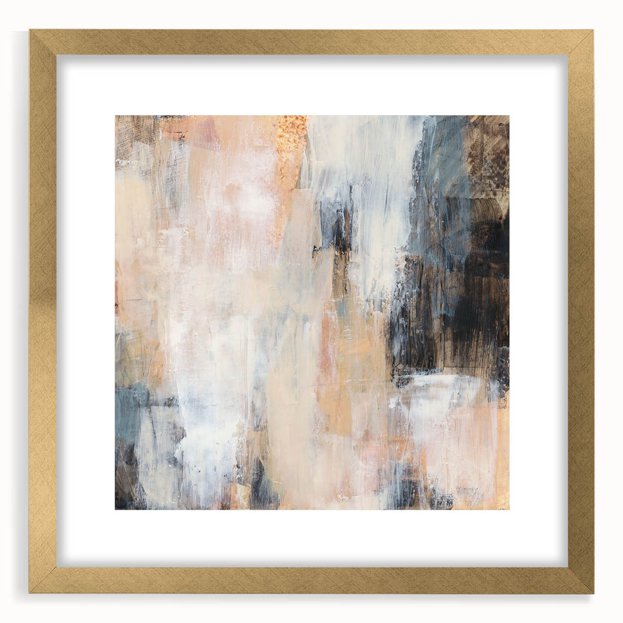 Earthen Harmony Abstracts - Soft Abstract Art in Peach, Blue, and White