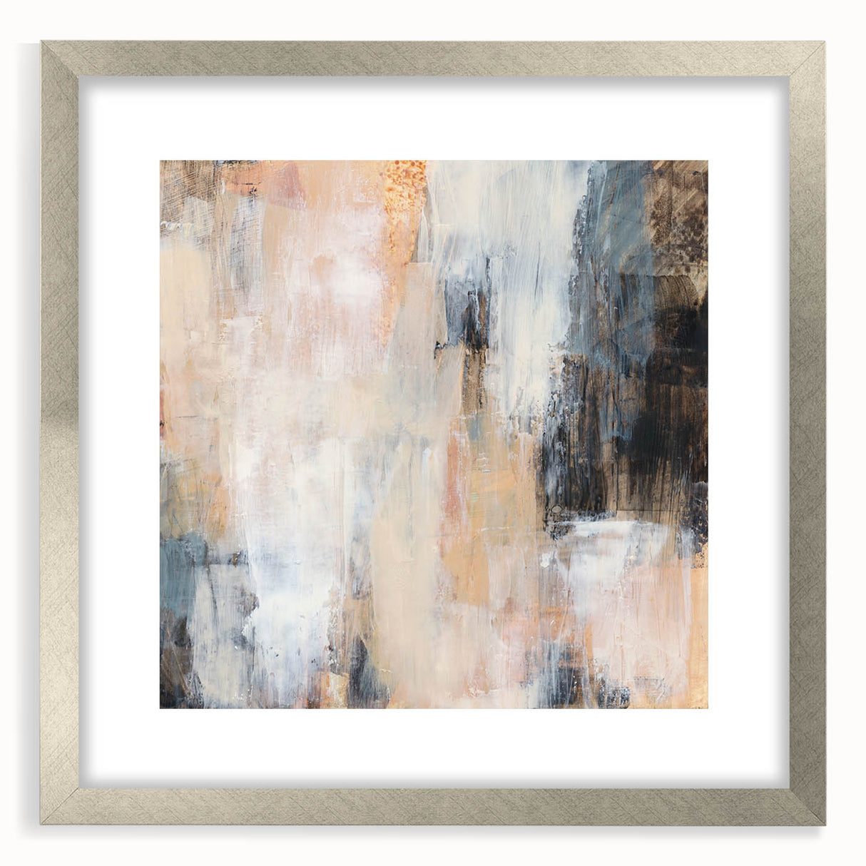 Earthen Harmony Abstracts - Soft Abstract Art in Peach, Blue, and White