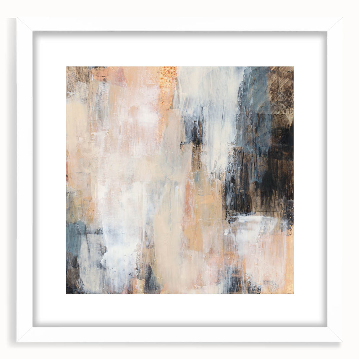 Earthen Harmony Abstracts - Soft Abstract Art in Peach, Blue, and White