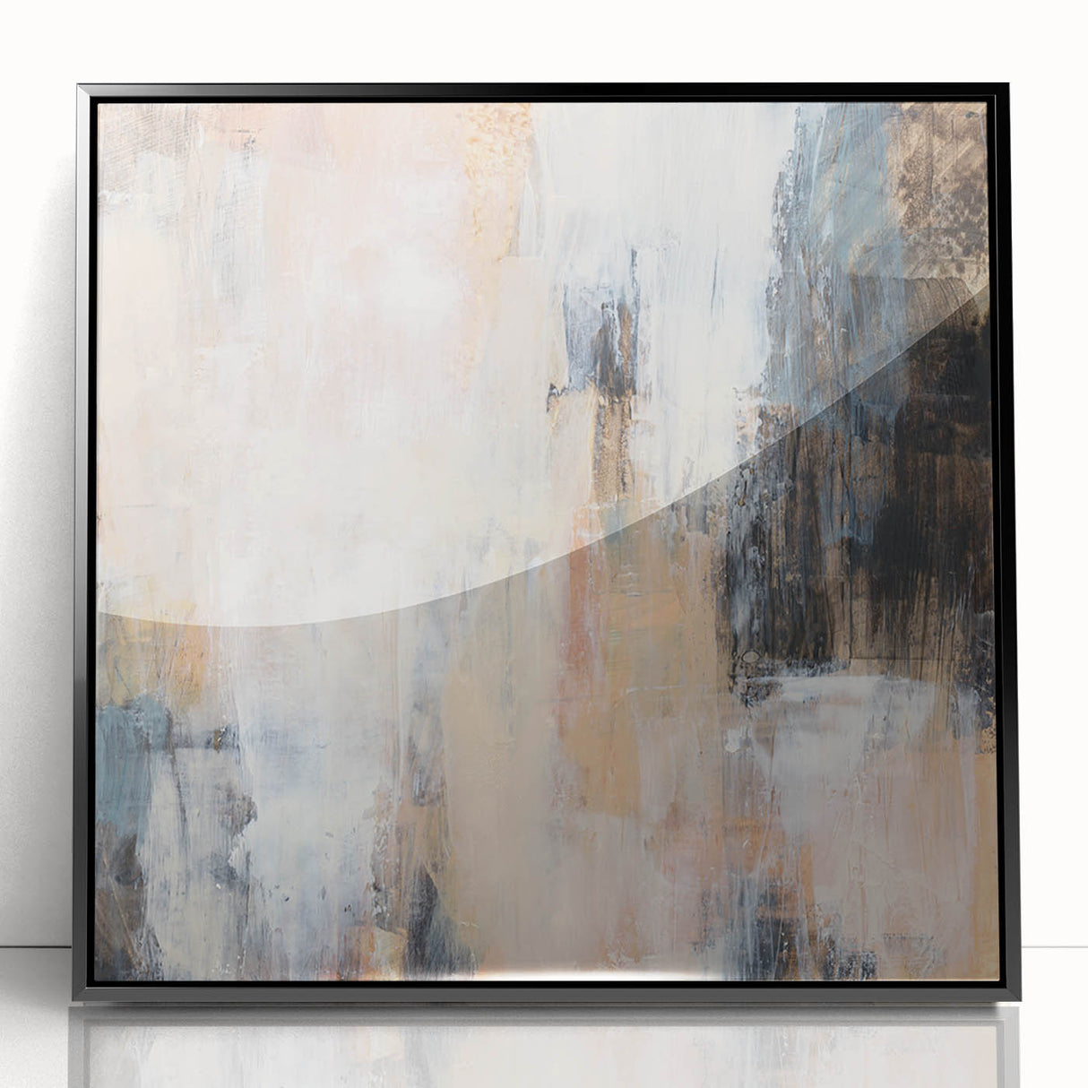 Earthen Harmony Abstracts - Soft Abstract Art in Peach, Blue, and White