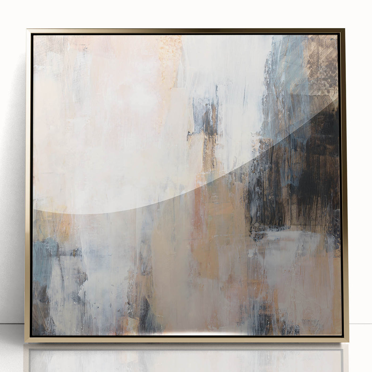 Earthen Harmony Abstracts - Soft Abstract Art in Peach, Blue, and White