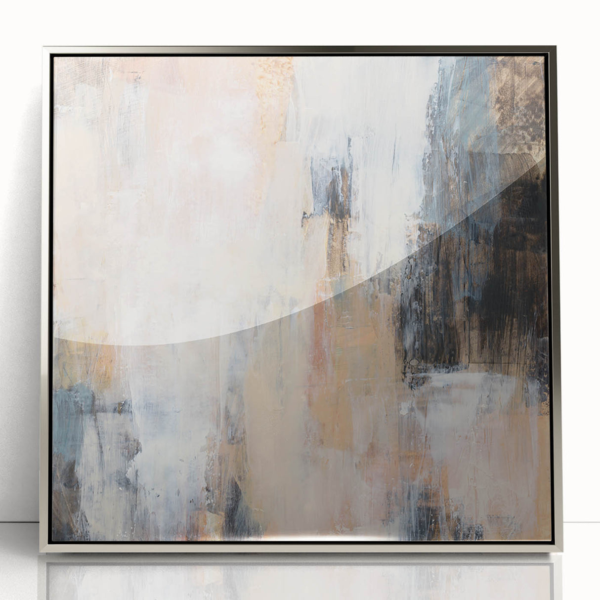 Earthen Harmony Abstracts - Soft Abstract Art in Peach, Blue, and White