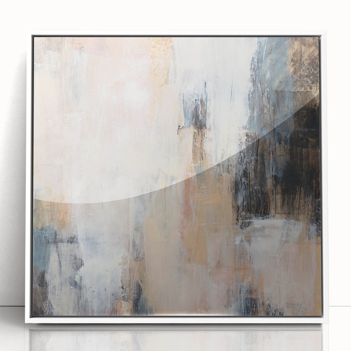 Earthen Harmony Abstracts - Soft Abstract Art in Peach, Blue, and White