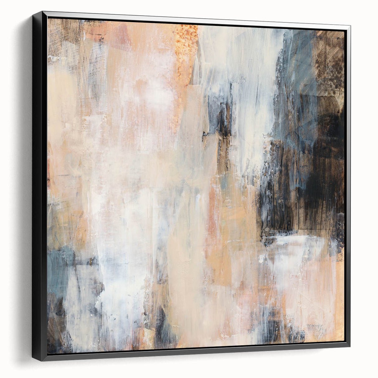 Earthen Harmony Abstracts - Soft Abstract Art in Peach, Blue, and White