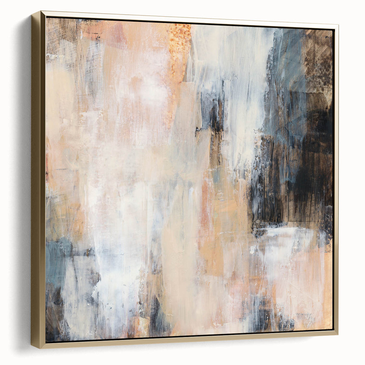 Earthen Harmony Abstracts - Soft Abstract Art in Peach, Blue, and White