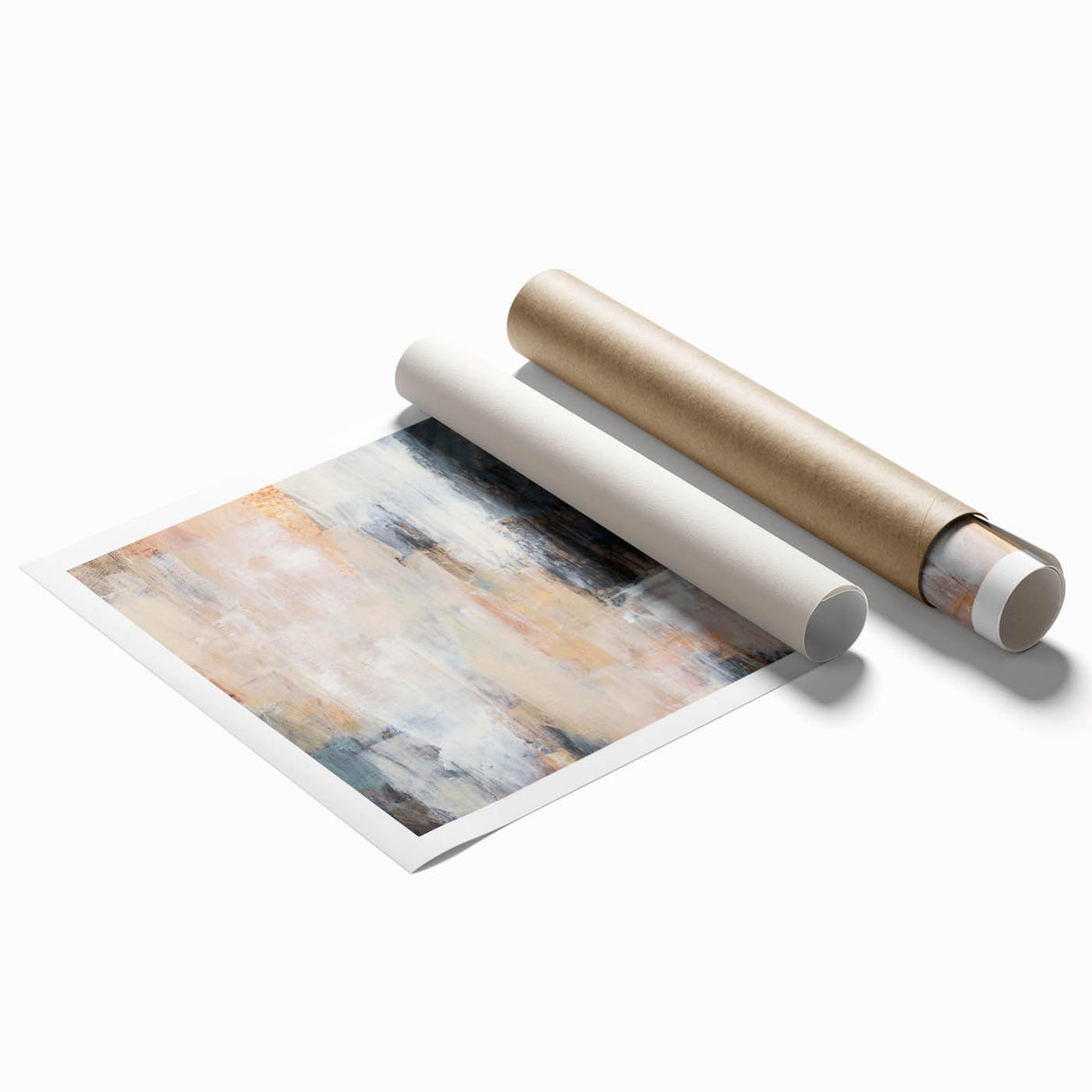 Earthen Harmony Abstracts - Soft Abstract Art in Peach, Blue, and White