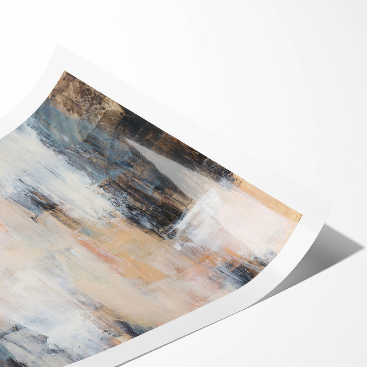 Earthen Harmony Abstracts - Soft Abstract Art in Peach, Blue, and White