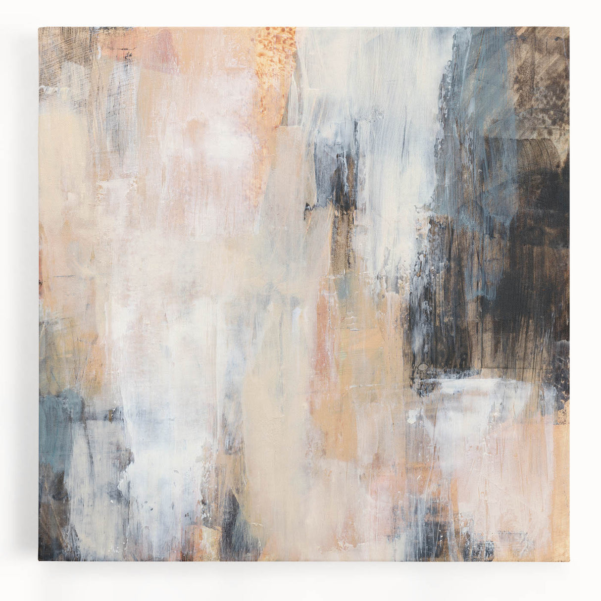 Earthen Harmony Abstracts - Soft Abstract Art in Peach, Blue, and White