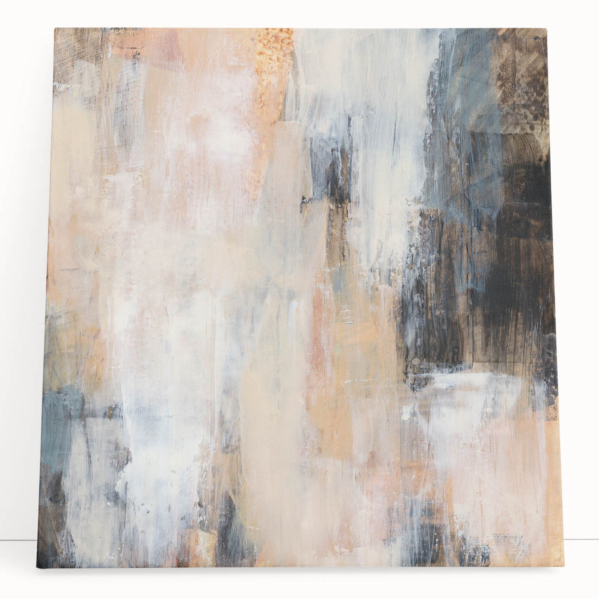 Earthen Harmony Abstracts - Soft Abstract Art in Peach, Blue, and White