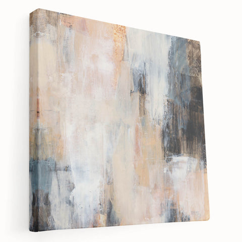 Earthen Harmony Abstracts - Soft Abstract Art in Peach, Blue, and White