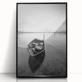 Black and White Minimalist Landscapes – Solitary Boat on Still Water Art