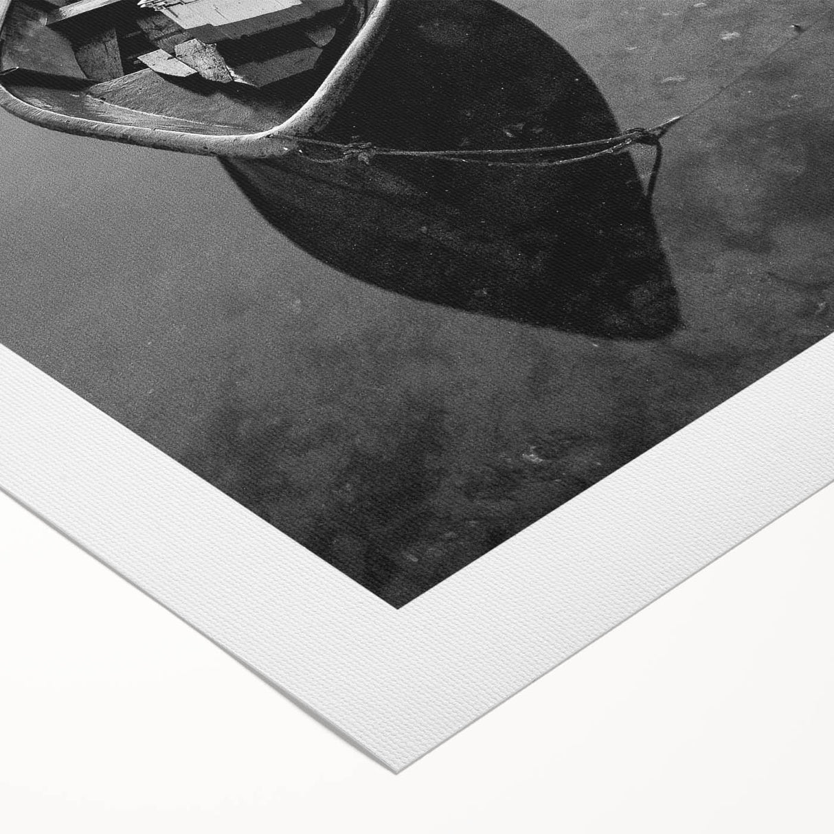 Black and White Minimalist Landscapes – Solitary Boat on Still Water Art