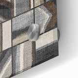 Geometric Abstract Canvas Art - Earthy Textured Grid in Neutrals