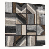 Geometric Abstract Canvas Art - Earthy Textured Grid in Neutrals