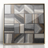 Geometric Abstract Canvas Art - Earthy Textured Grid in Neutrals