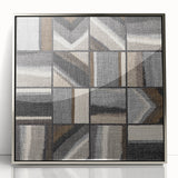 Geometric Abstract Canvas Art - Earthy Textured Grid in Neutrals