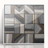 Geometric Abstract Canvas Art - Earthy Textured Grid in Neutrals