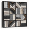 Geometric Abstract Canvas Art - Earthy Textured Grid in Neutrals
