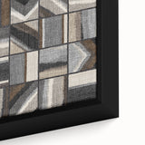 Geometric Abstract Canvas Art - Earthy Textured Grid in Neutrals