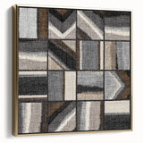 Geometric Abstract Canvas Art - Earthy Textured Grid in Neutrals