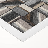 Geometric Abstract Canvas Art - Earthy Textured Grid in Neutrals