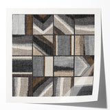 Geometric Abstract Canvas Art - Earthy Textured Grid in Neutrals