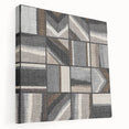 Geometric Abstract Canvas Art - Earthy Textured Grid in Neutrals