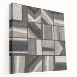 Geometric Abstract Canvas Art - Earthy Textured Grid in Neutrals