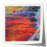 Contemporary Fluid Art Piece – Fiery Red & Orange Abstract Print