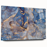 Elegant Abstract Art Designs – Muted Blue & Gold Canvas