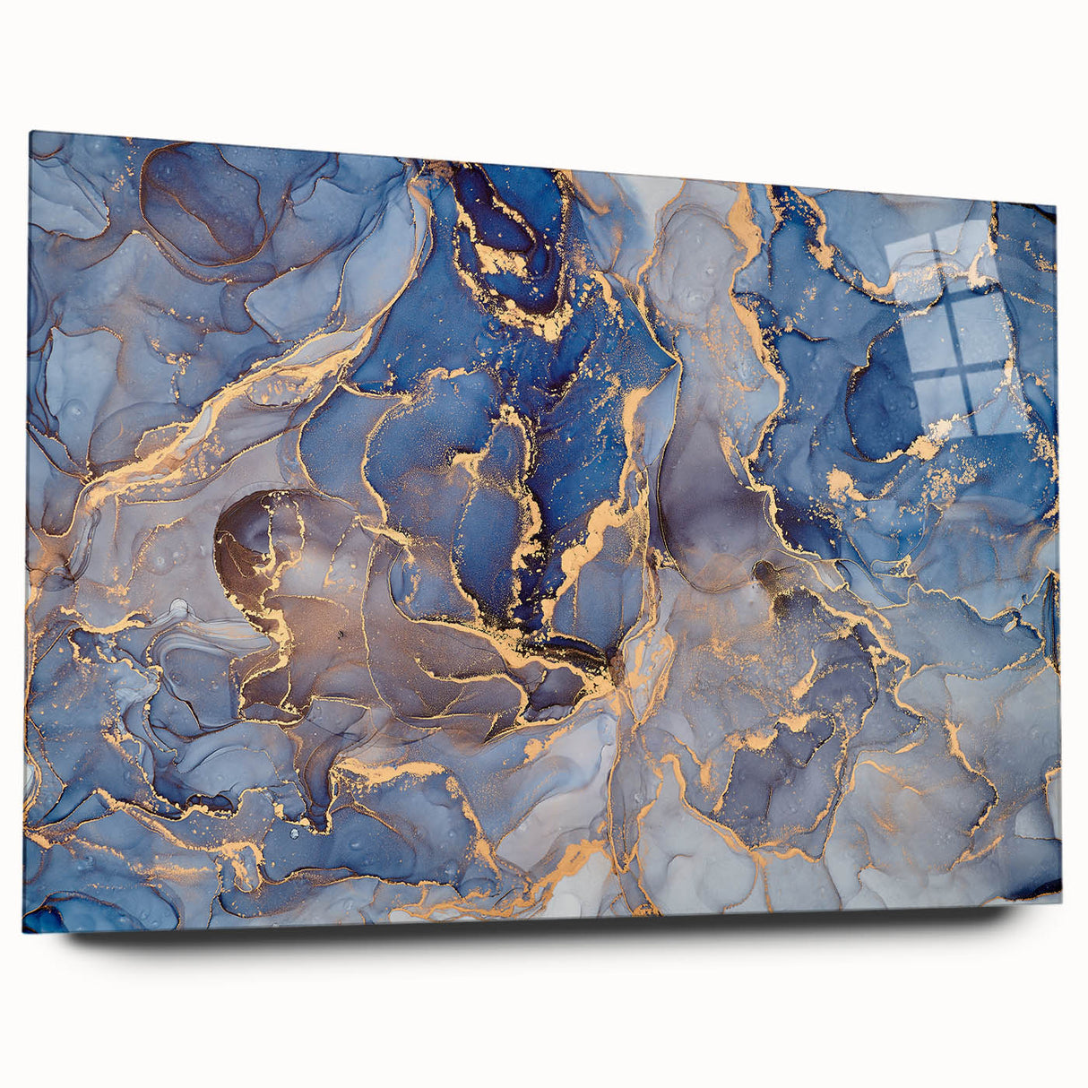 Elegant Abstract Art Designs – Muted Blue & Gold Canvas