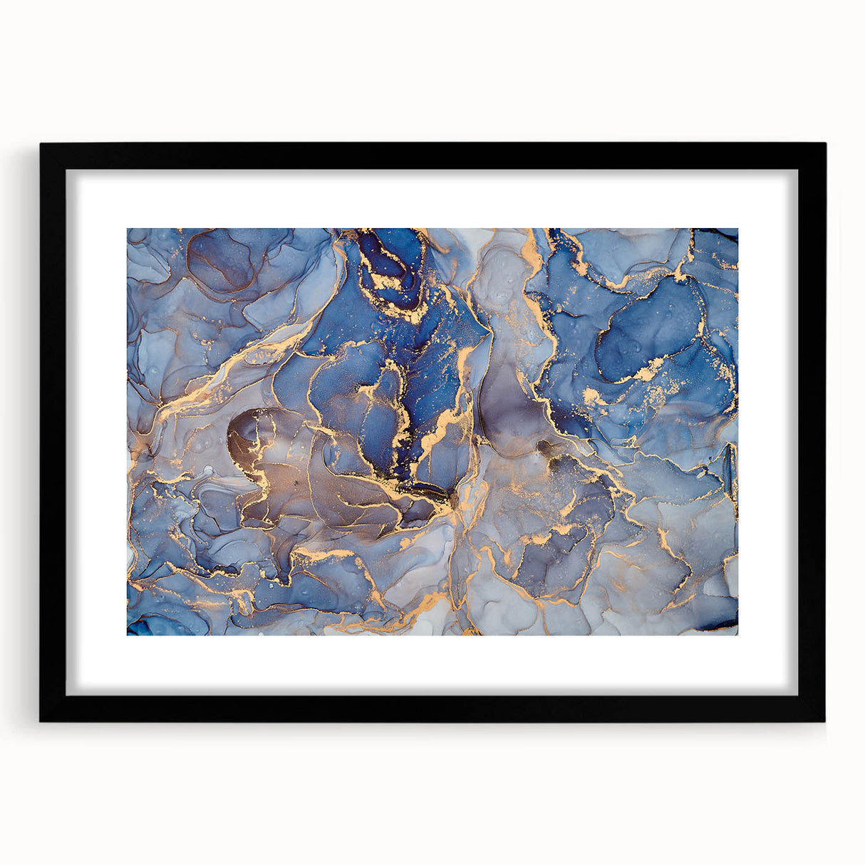 Elegant Abstract Art Designs – Muted Blue & Gold Canvas