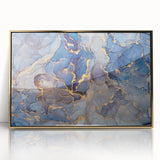 Elegant Abstract Art Designs – Muted Blue & Gold Canvas
