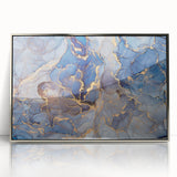 Elegant Abstract Art Designs – Muted Blue & Gold Canvas