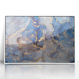 Elegant Abstract Art Designs – Muted Blue & Gold Canvas