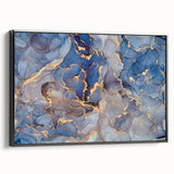 Elegant Abstract Art Designs – Muted Blue & Gold Canvas